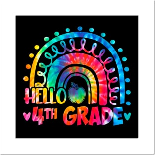 Rainbow Hello 4th Grade Teacher Back To School Posters and Art